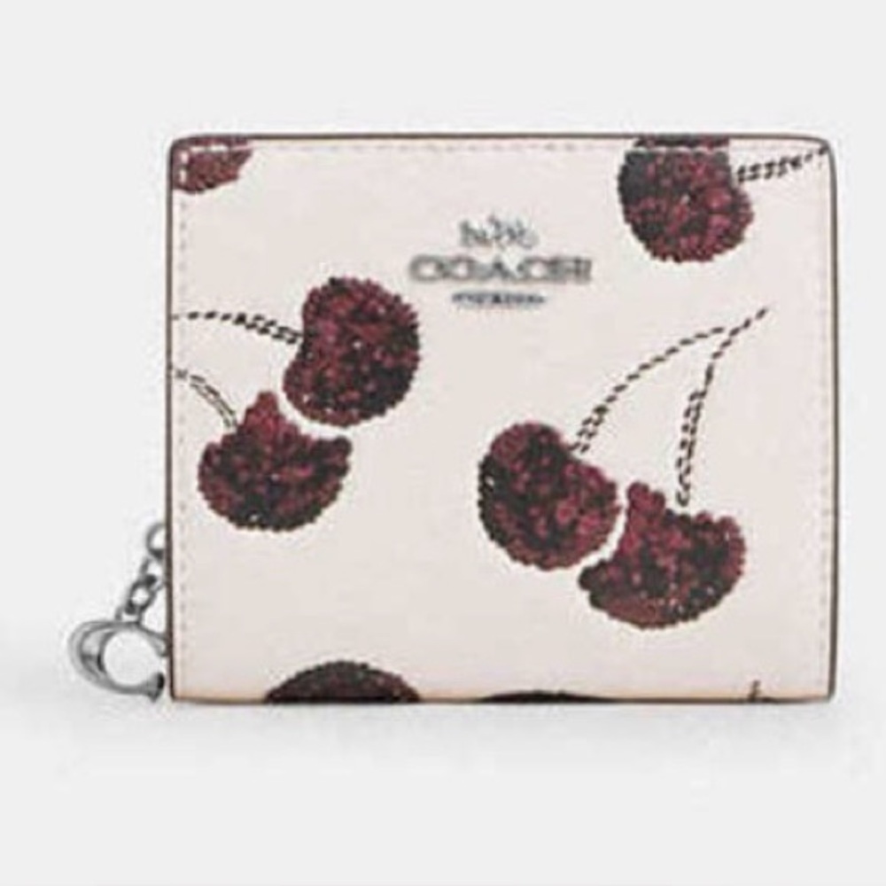 Coach Snap Wallet white With Cherry sparkly Print